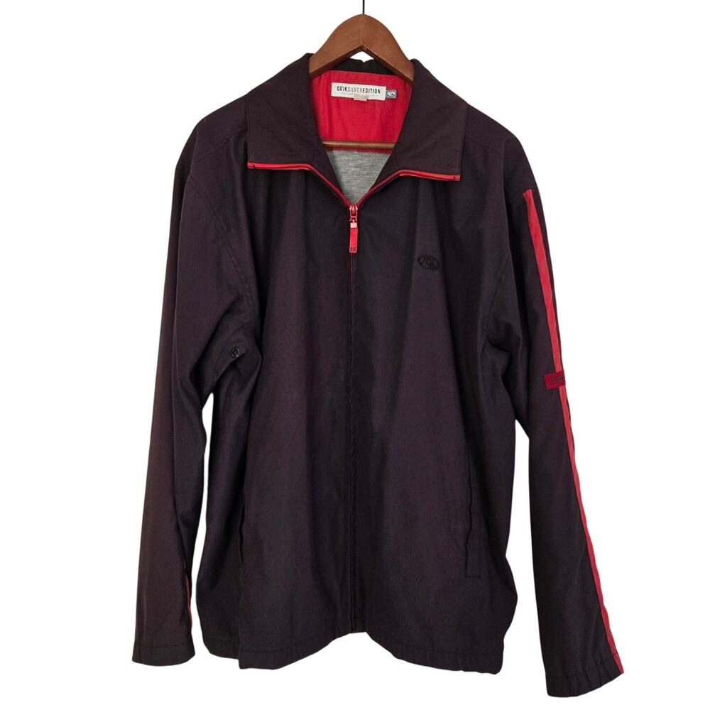 Vintage Cali Streetwear Quiksilver Edition Black Red Racing Stripe Windbreaker L